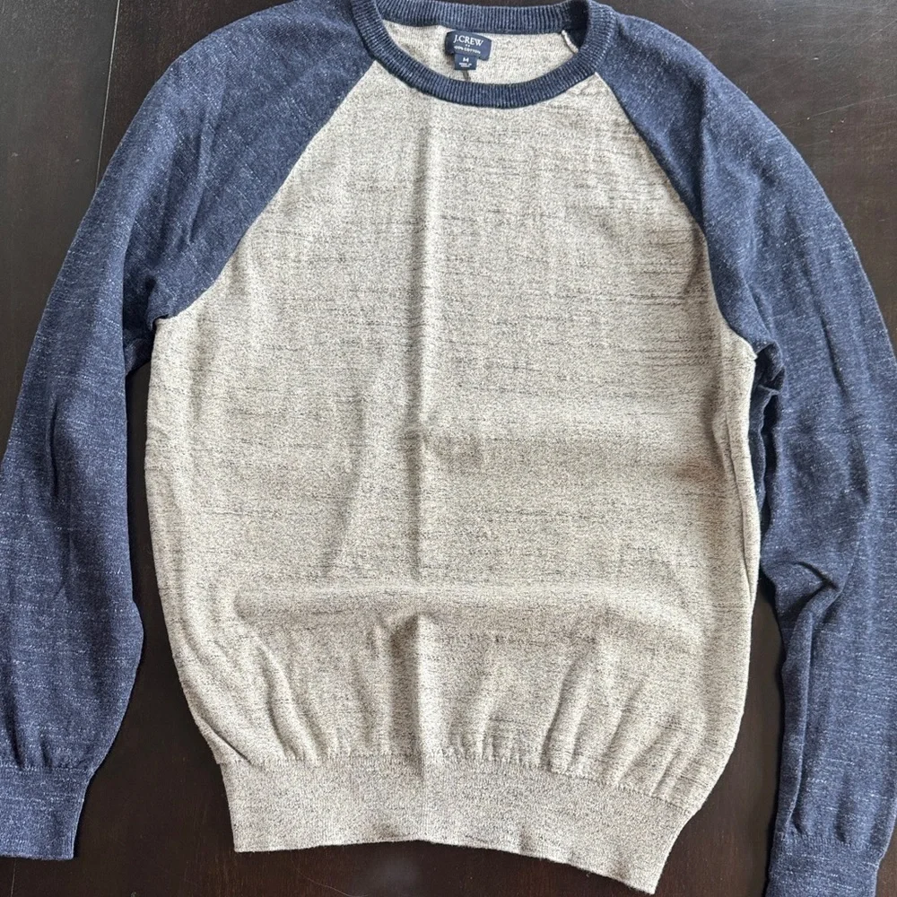 J. Crew Men's Navy and Beige Crewneck Sweater